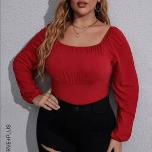 SHEIN Red Rushed Bodysuit